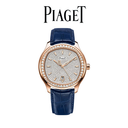 Piaget/伯爵官方POLO系列18k玫瑰金满钻自动机械腕表男手表